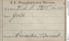 Etiketten zu Gold (NHMW-MIN-Aa2551)